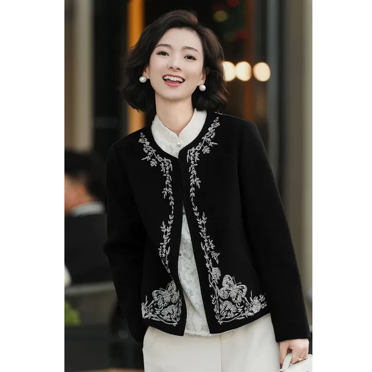 西子/【东意西境】羊绒羊毛重工植物花边刺绣百搭小外套/DYBH822