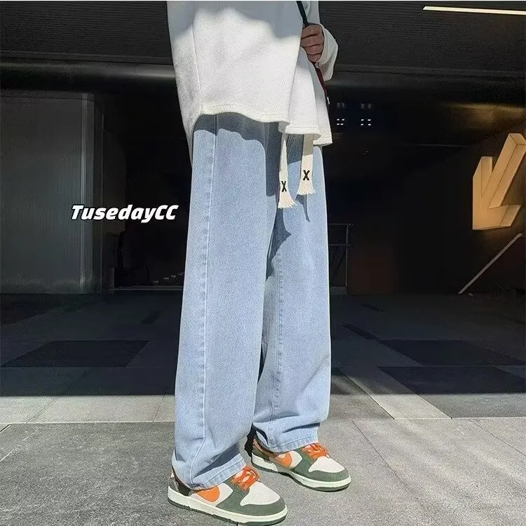 痞帅轻奢男生宽松直筒裤韩版潮流阔腿裤四季ins高街休闲裤薄款
