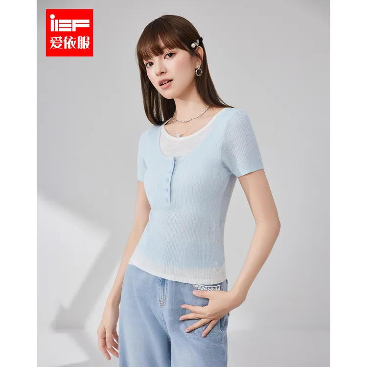 IEF/爱依服2025新款夏季时尚高级显瘦通勤百搭毛织上衣