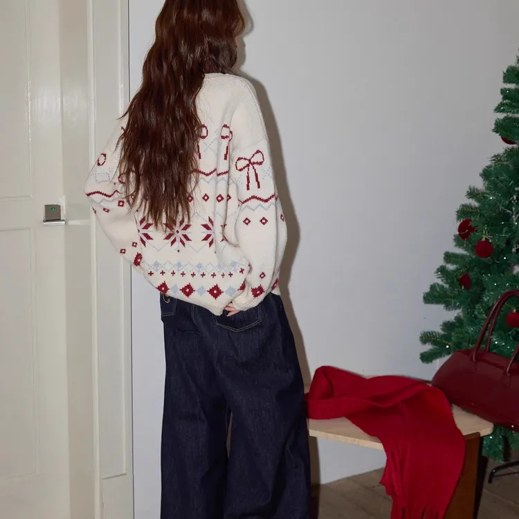 孕妇装费尔岛毛衣冬季圣诞穿搭长袖针织衫宽松慵懒氛围感内搭上衣
