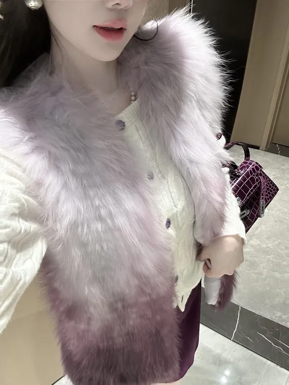 【雅乔定制】典藏十字 进口高档狐狸毛马甲外套女秋冬DYDD-25070085