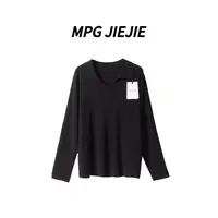 MPG JIEJIE【你的名字】25春秋长袖运动时尚休闲黑色套头毛针织衫