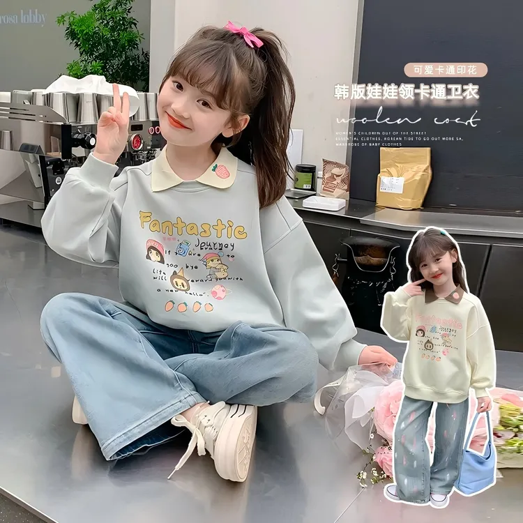 女童加绒加厚卫衣秋冬新款儿童洋气休闲上衣冬装小女孩时尚衣服潮