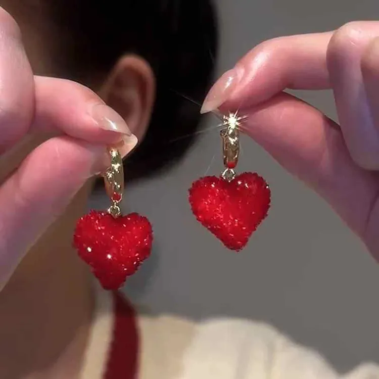铜合金耳饰 红色新年耳环2025秋冬高级感气质耳钉独特过年耳饰女
