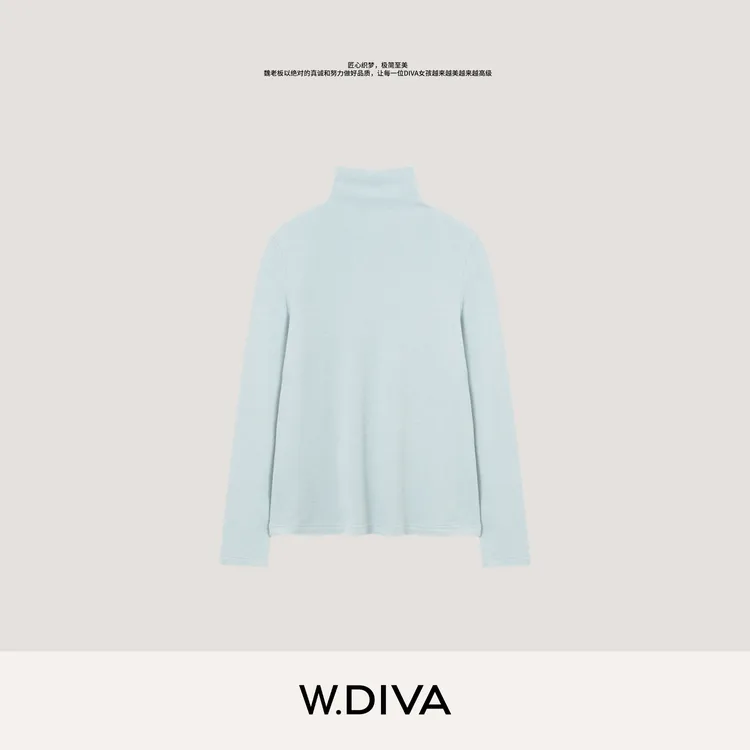 W.Diva【叠搭诗】百搭冬季绒感加厚双层半高领套头打底衫54T043454