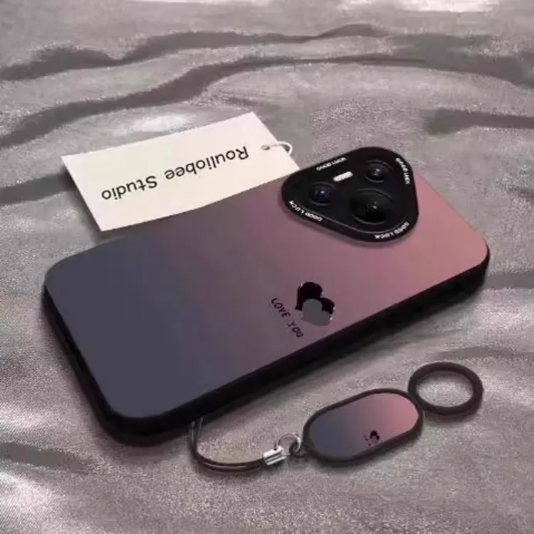 渐变爱心适用华为pura80pro手机壳新款mate70pro硅胶全包防摔p70