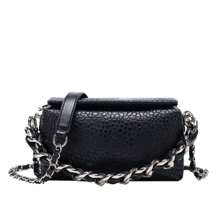 轻奢女包 2025秋冬新款20寸银链盒子包头层牛皮直播同价