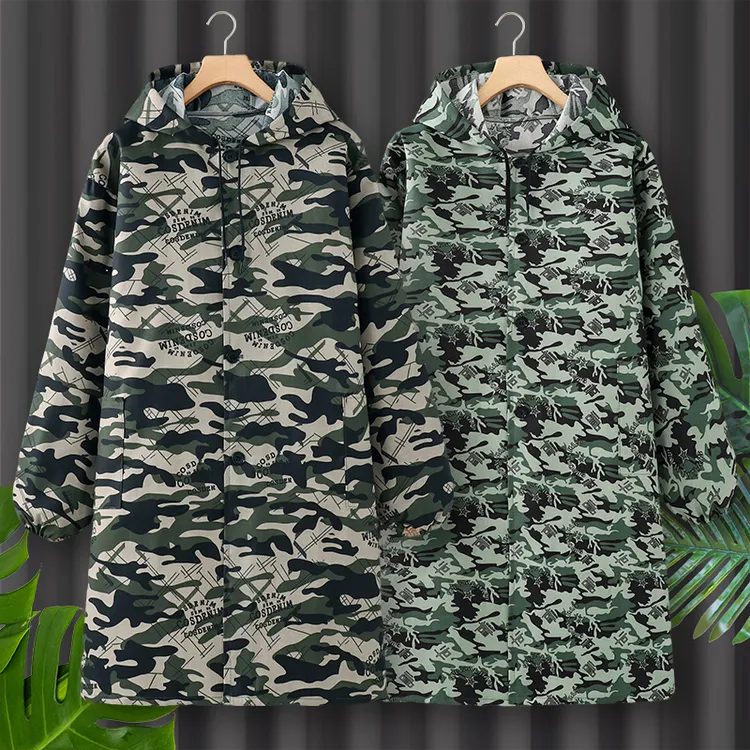 男罩衣大褂迷彩劳保服时尚长袖围裙仓管搬运工年轻人长袖围裙罩衣