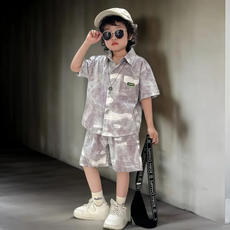 男童夏装套装儿童男孩休闲韩版帅气潮流宽松短袖短裤透气亲肤舒适
