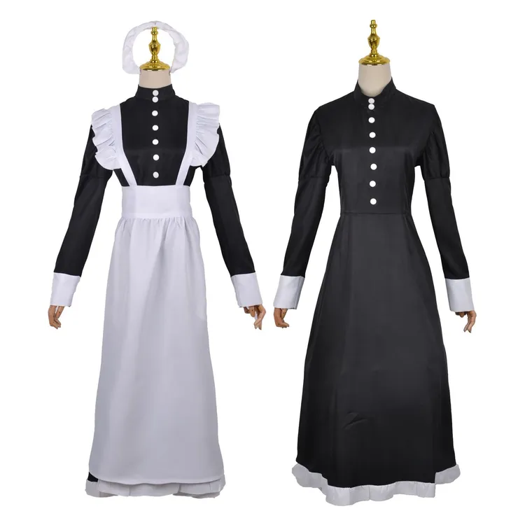 男仆装cosplay服装黑白男仆衣服英国风珍珠线长款咖啡厅女仆制服