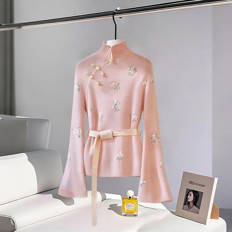 秋冬新款新中式针织衫毛衣女时尚百搭设计感上衣气质独特漂亮小衫