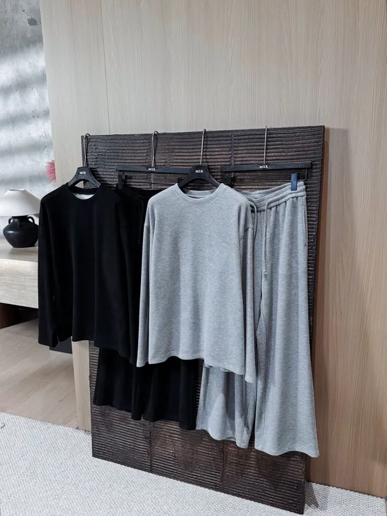 MZX 秋冬醋酸+羊毛松弛感休闲卫衣裤子双面绒两件套装TZ11003-C