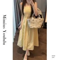 【mimius】肉肉 法式风琴褶设计感修身显瘦吊带连衣裙 G03019
