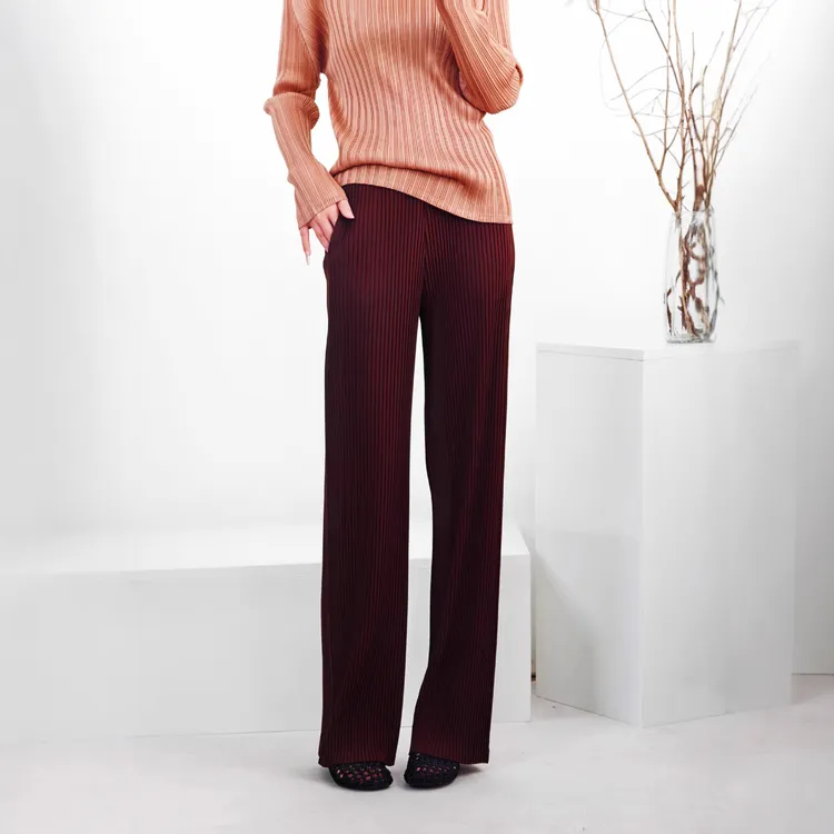 日系HP粗牙签系列气孔波浪纹春秋百搭显高显瘦休闲直筒裤阔腿裤女