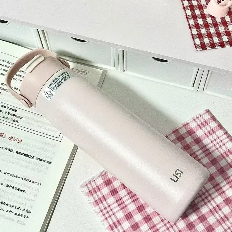 LISI利时保温杯新款大容量女生高颜值运动不锈钢吸管水杯户外
