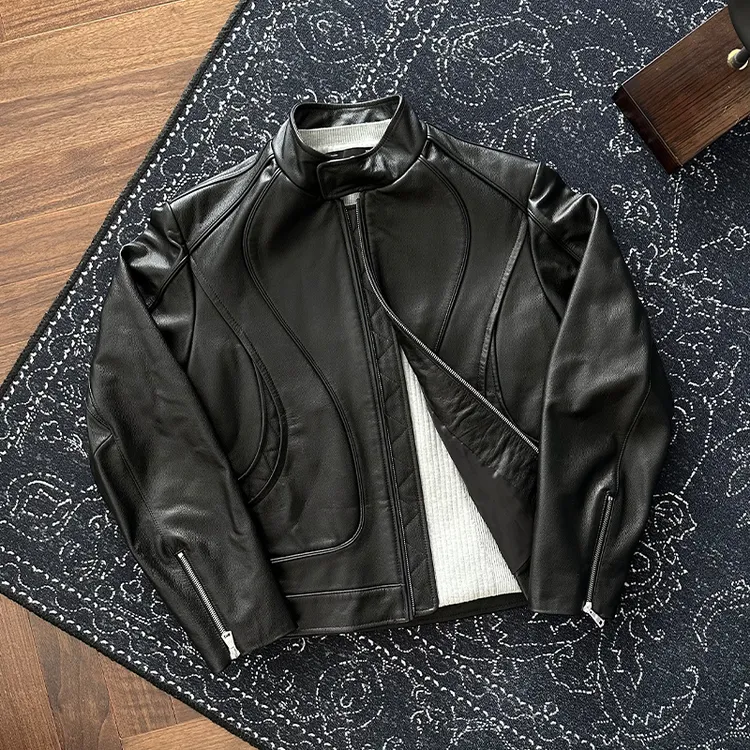 CATSSTAC伽玛头层牛皮机车夹克