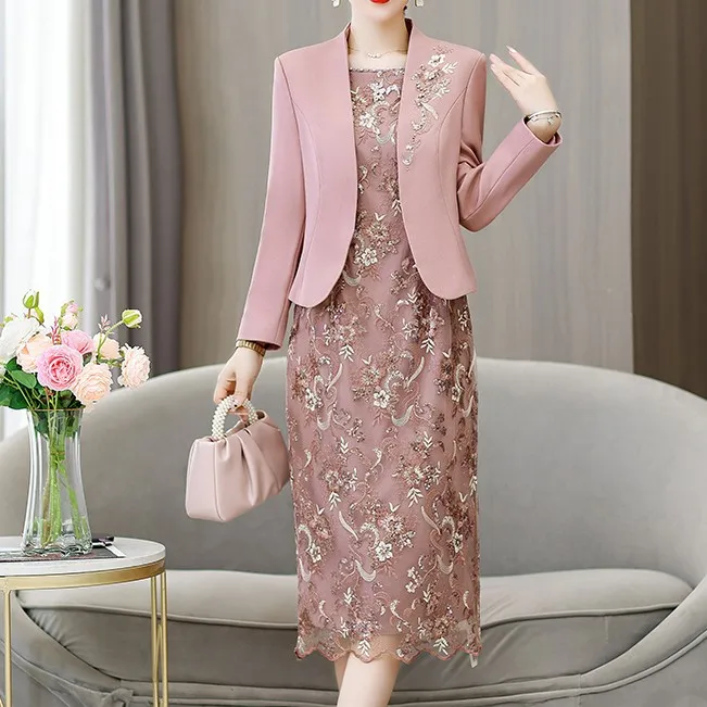 6320#2023妈妈礼服年轻妈妈礼服2023秋季新款喜婆婆婚宴装
