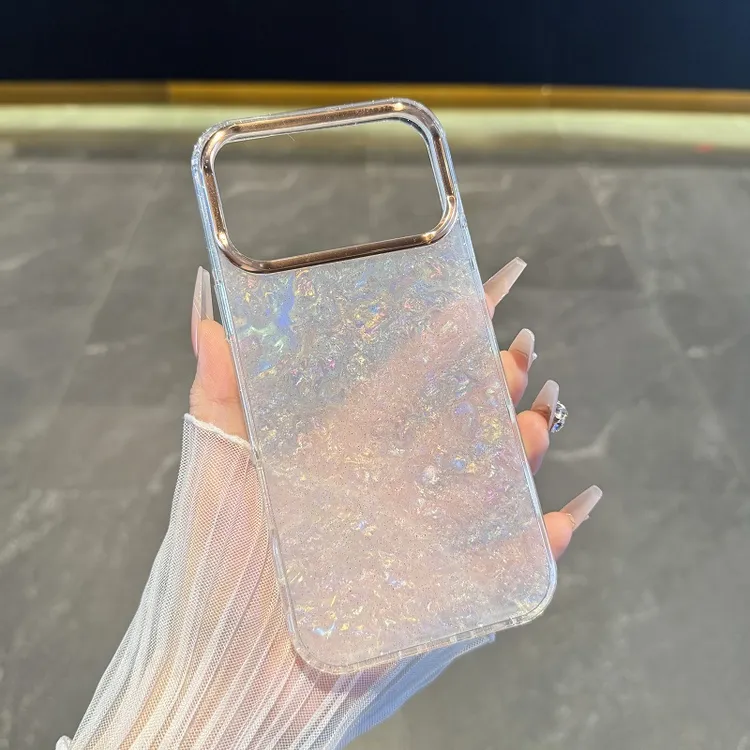 适用于苹果17promax手机壳新款镭射闪粉贝壳纹iPhone16奢华高级15