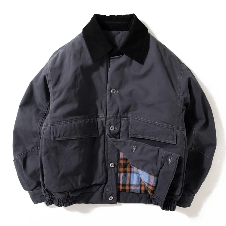 Enbi Simcotton美式撞色翻领棉衣秋冬重磅夹克外套底特律工装棉服