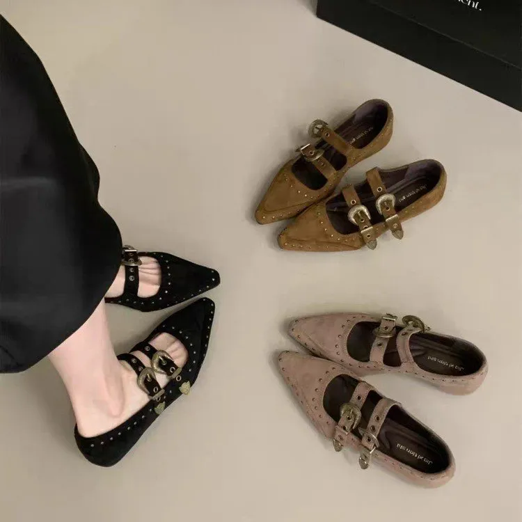 新款复古尖头浅口内增高单鞋女2025年设计感法式晚晚风玛丽珍