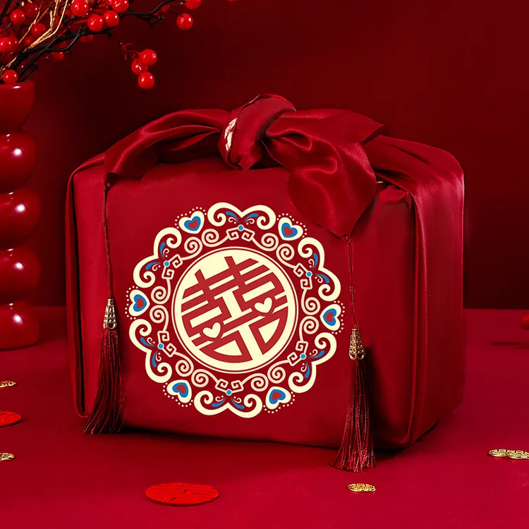 结婚包袱皮一对女方陪嫁套装喜盆包裹布新娘红包袱布婚庆用品大全