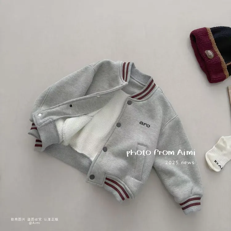 男童棒球服冬季男宝宝冬装运动小童加厚衣服秋冬儿童加绒外套冬款