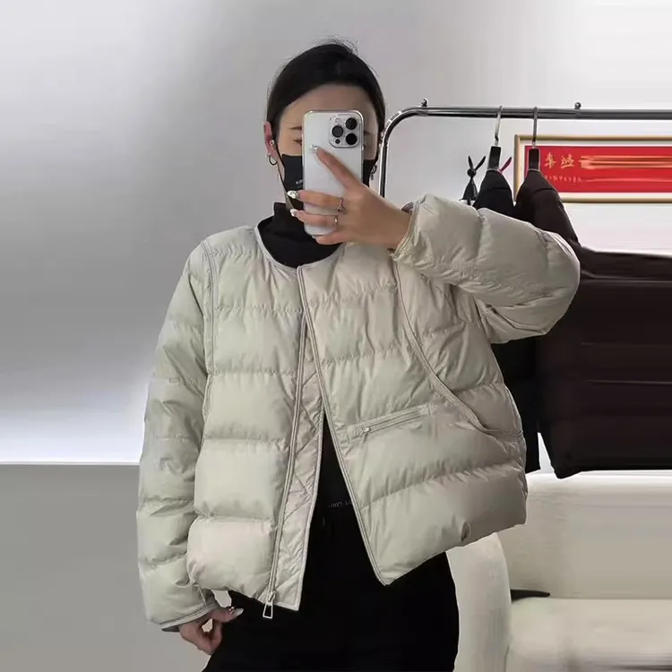 今年流行保暖洋气圆领宽松棉服女秋冬季新款短款百搭别致加厚外套