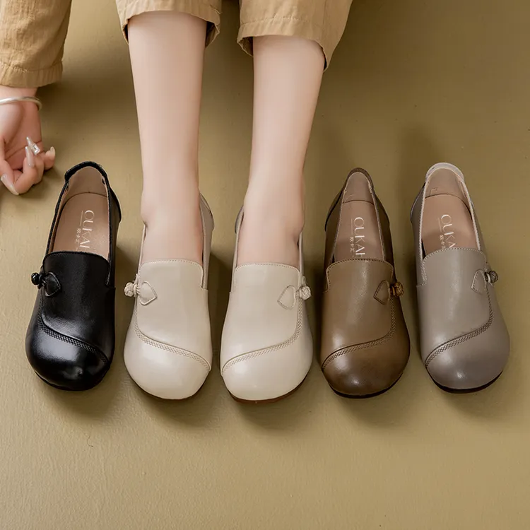 89561中口中跟低跟防滑夏季秋季单鞋圆头平底时尚休闲百搭