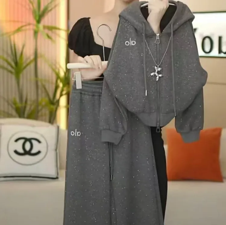 （满天星）女童秋季新款韩版洋气软糯糯撒银外套+直筒裤两件套