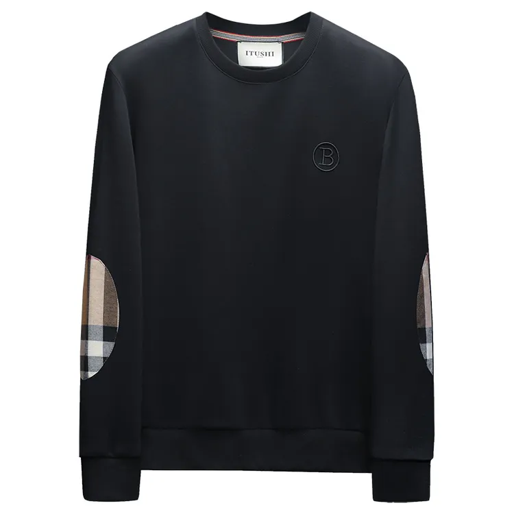 DASELUENA/达司勒娜潮牌圆领刺绣卫衣男士长袖纯棉秋冬装大码百搭