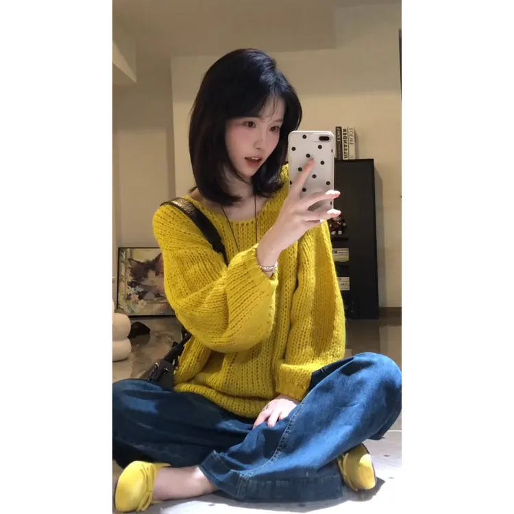 parkyeon早秋新款高级感时尚百搭镂空针织上衣女复古牛仔裤套装