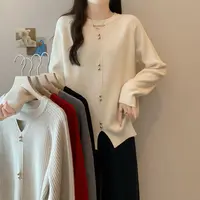大码女装胖mm秋新款高级感洋气上衣宽松显瘦毛衣打底衫针织衫4439