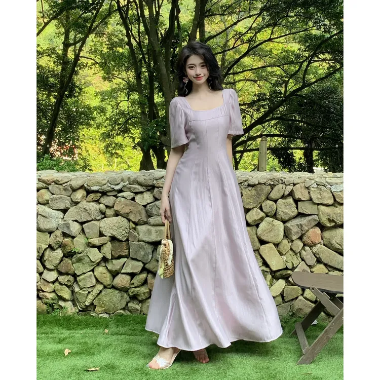 大码女装法式高级感温柔风长裙夏季微胖mm别致气质连衣裙