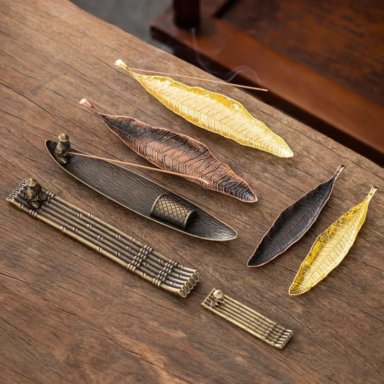 合金香插禅意渔翁垂钓线香插家用复古点香器熏香炉檀香炉香薰炉