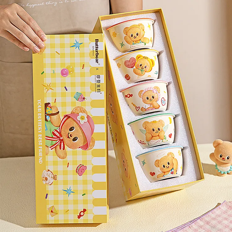 【摩登主妇&黄油小熊】儿童碗家用餐具碗具个人专用碗漂亮的饭碗-zb