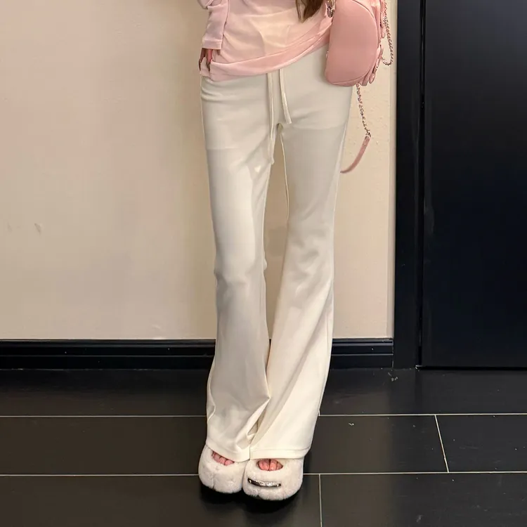 GUIDI GUDI【黛色微喇】简约抽绳微喇叭休闲裤/黄加蓝