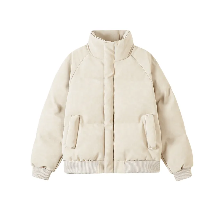 LIGGICC冬季新款帆布皮立领设计感加厚棉服保暖情侣休闲百搭棉衣