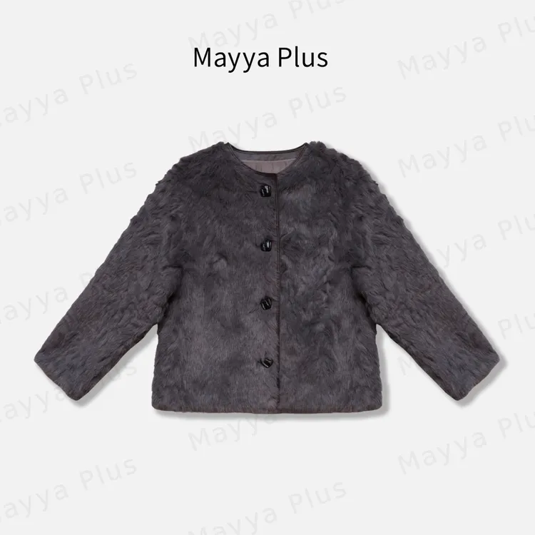 【主角光环】Mayya Plus麦芽定制气质显瘦流光风皮草大衣32546168