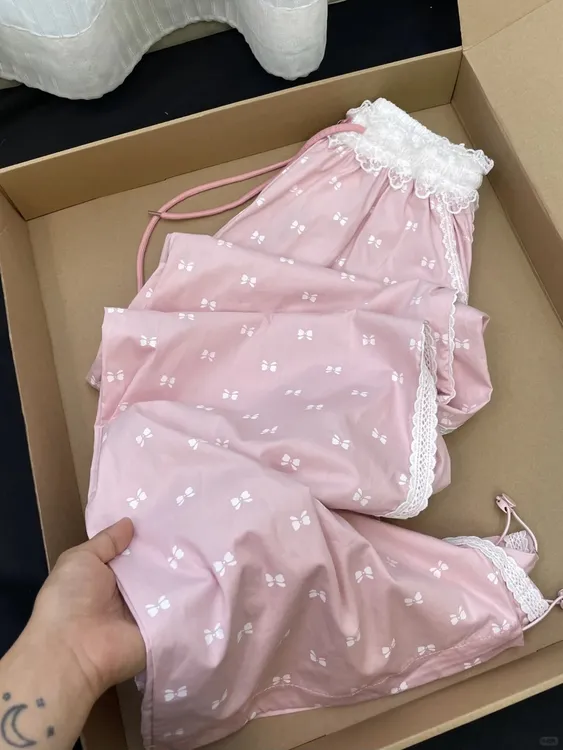 【DMXJ大梦想家】甜美可爱蝴蝶结睡裤女夏季2025新款简约休闲家居服