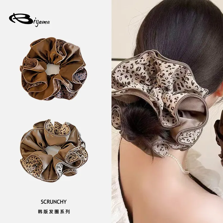 【卡娅家】法式复古欧美风女气质大肠发圈豹纹蓬松头饰百搭简约发饰