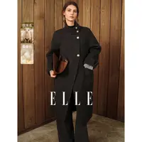 ELLE女装绵羊毛时尚毛呢外套2025冬季新款通勤呢料大衣L8WND262