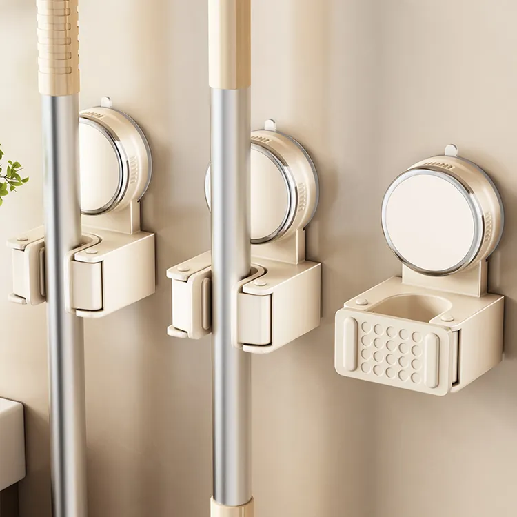 浴室拖把架卫生间拖把壁挂夹吸盘拖布扫把免打孔贴固定器挂钩神器