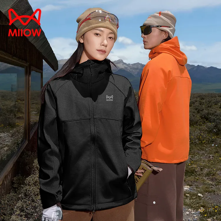 MIIOW CLASSIC/猫人经典防风防水透气软壳衣徒步登山情侣外套连帽
