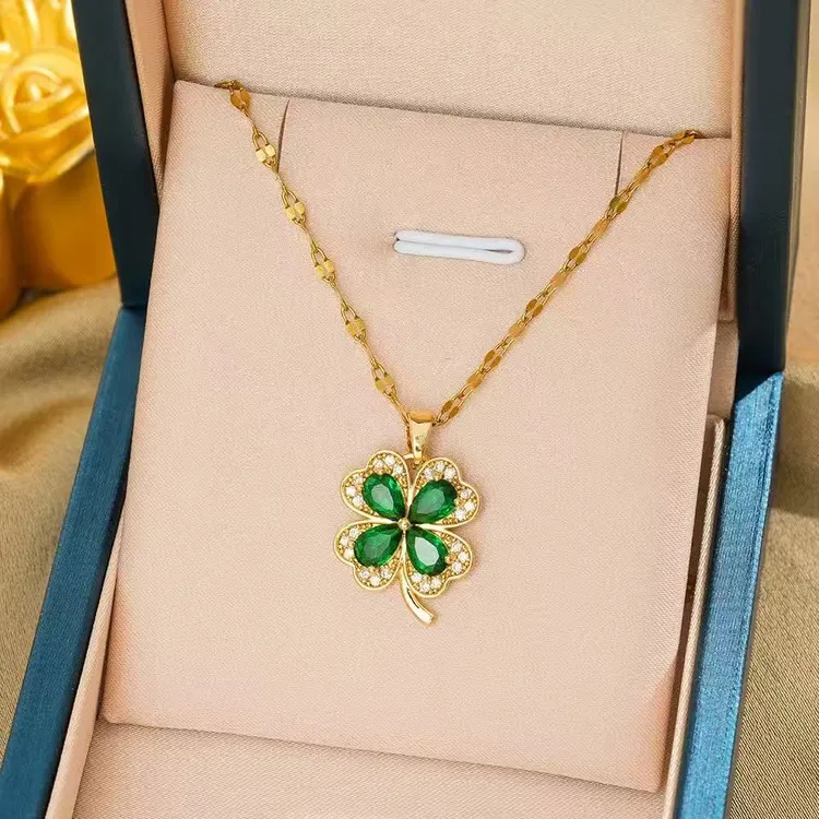 欧伦诗 时尚百搭四叶花项链