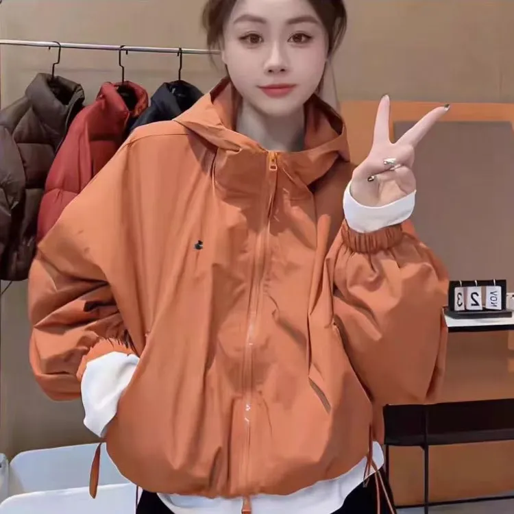 秋季连帽女防风耐磨长袖短外套百搭女装上衣潮流韩版休闲运动