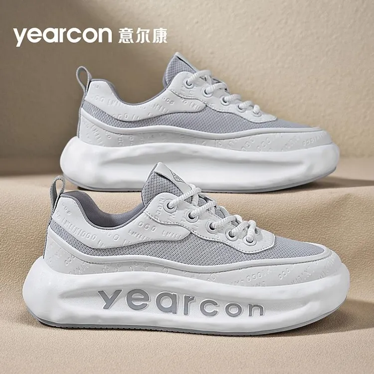 意尔康男鞋2025新款夏季透气网面运动鞋百搭轻便厚底休闲跑步鞋
