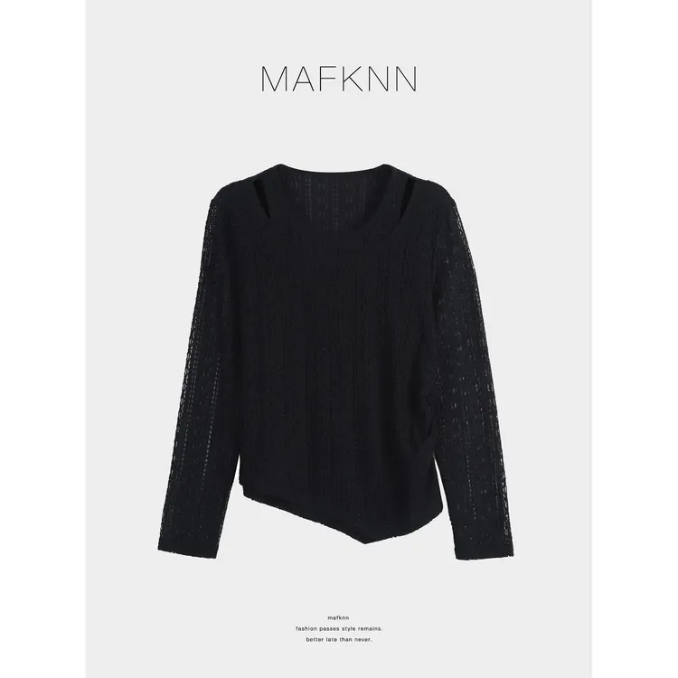 MAFKNN/玛肯时尚休闲简约纯色百搭舒适假两件上衣MK13883