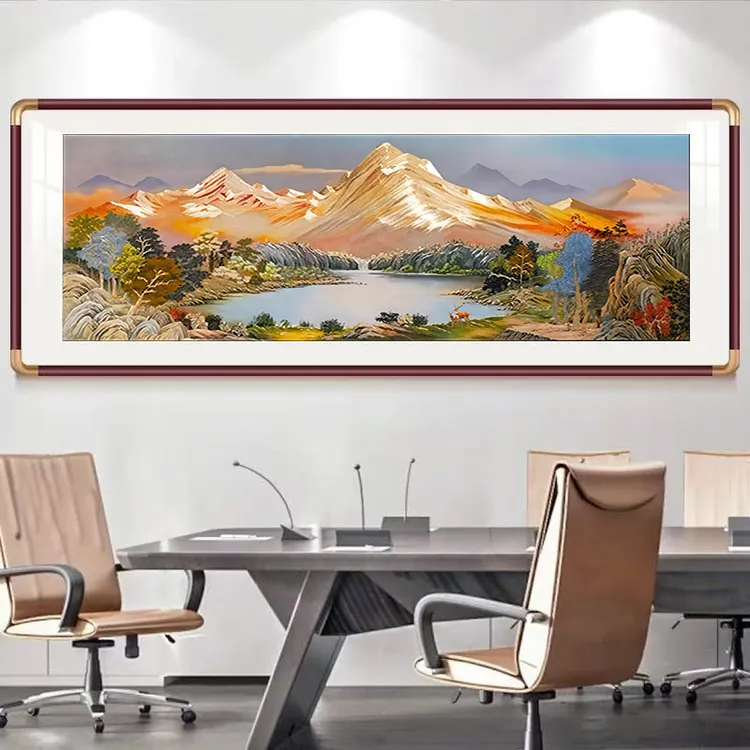 《金山聚宝盆》金箔手工立体描金客厅装饰画沙发背景挂画办公室壁画