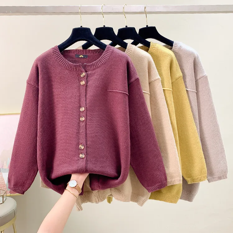 (63558)10.1三姐妹大码200-300斤胖mm年度大清仓慵懒毛衣开衫外套