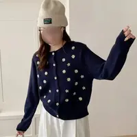 【小花刺绣】秋季新款减龄绣花毛衣女圆领小香风甜美软糯针织开衫